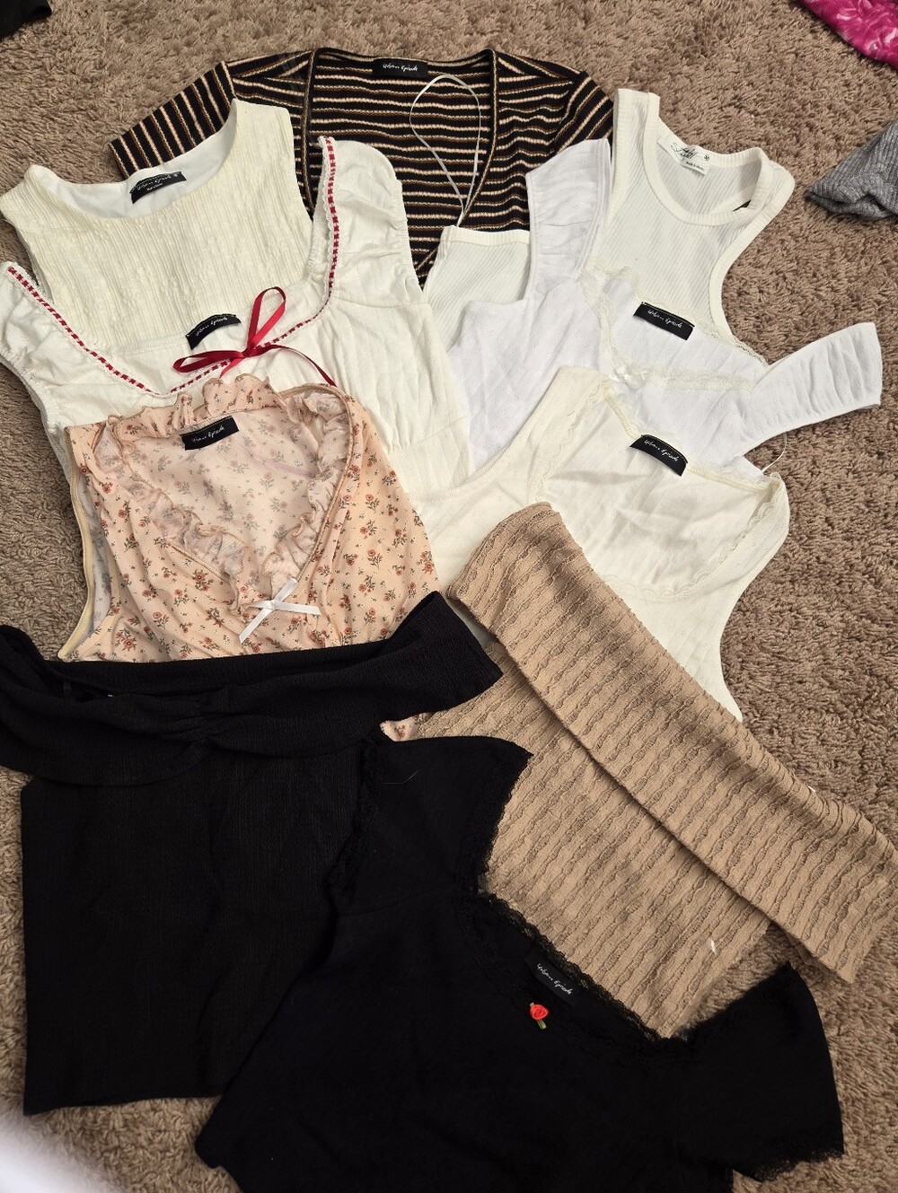10 Mixed Women’s Tank & Top Bundle - White, Black, Cream, Pink, Brown